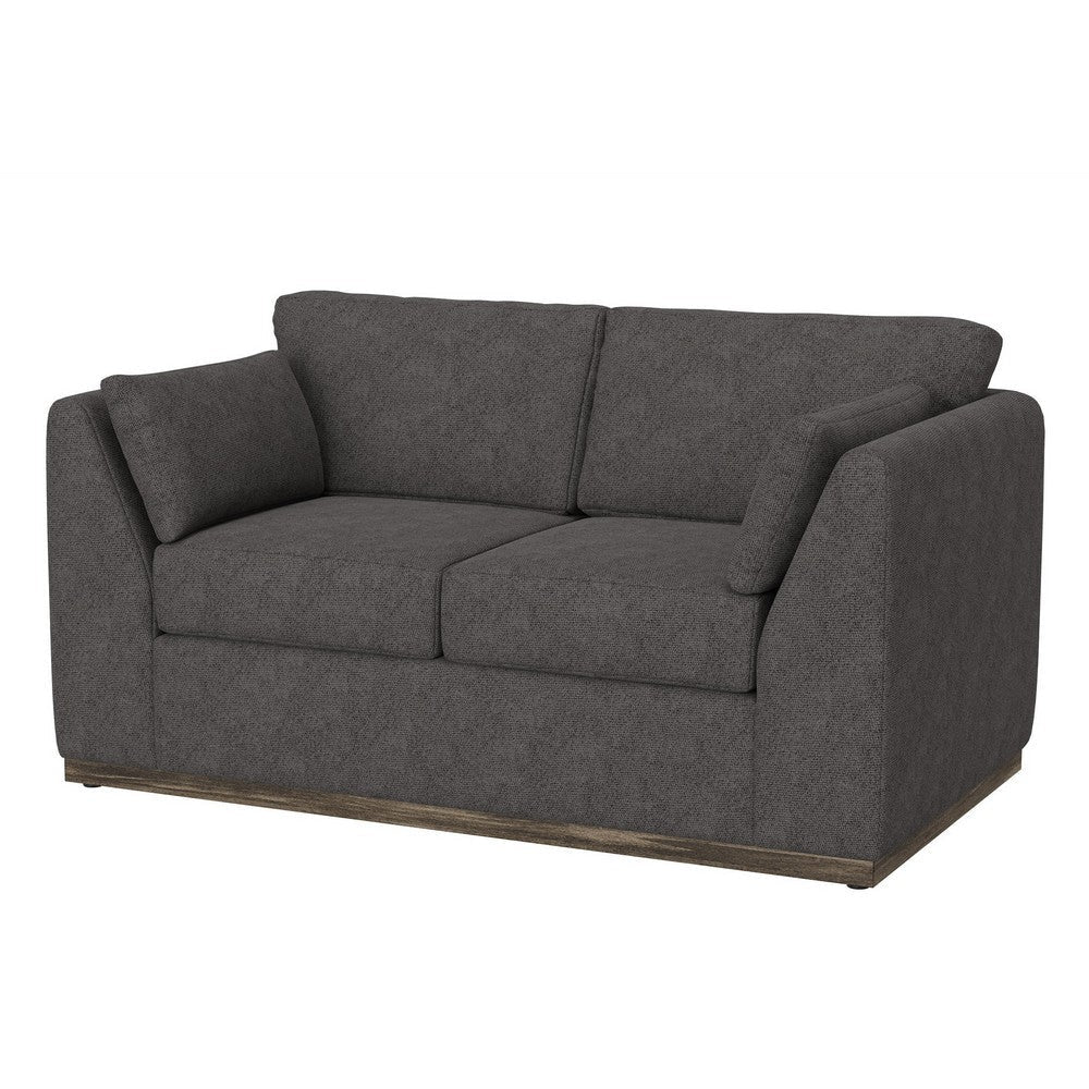 Sian Loveseat Iron Gray Polyester 2 Pillows Solid Pine Wood 69 Inch By Casagear Home
