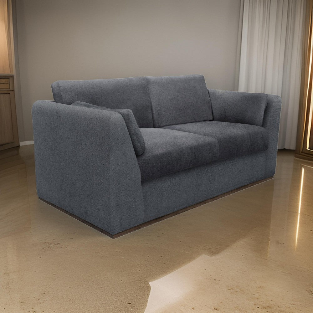 Sian Loveseat, Iron Gray Polyester, 2 Pillows, Solid Pine Wood, 69 Inch By Casagear Home