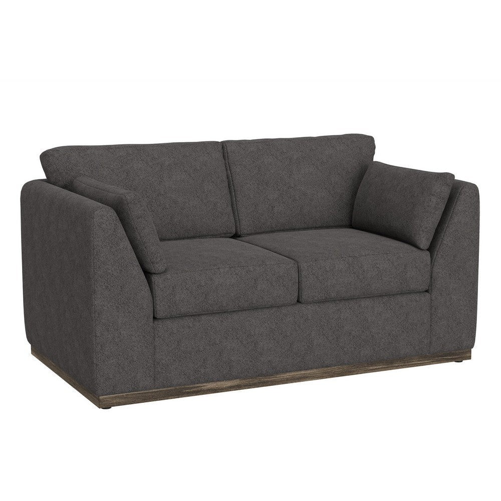 Sian Loveseat Iron Gray Polyester 2 Pillows Solid Pine Wood 69 Inch By Casagear Home