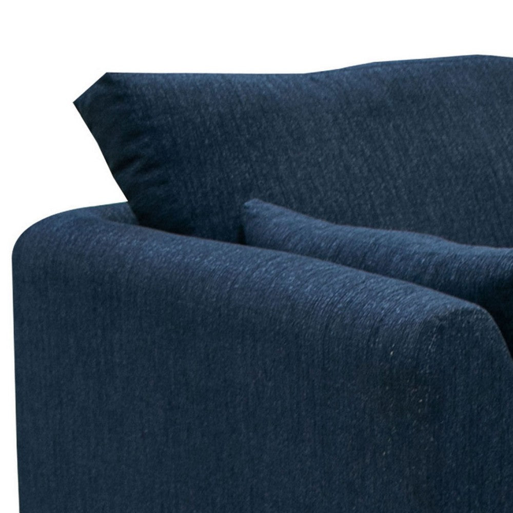 Sian Loveseat Navy Blue Polyester 2 Pillows Solid Pine Wood 69 Inch By Casagear Home