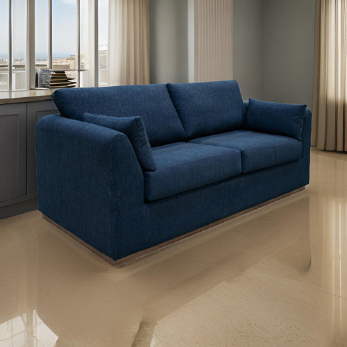 Sian Loveseat, Navy Blue Polyester, 2 Pillows, Solid Pine Wood, 69 Inch By Casagear Home