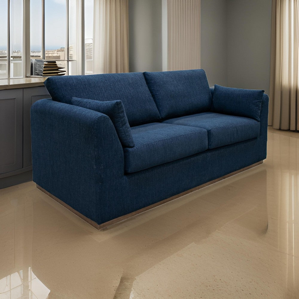 Sian Loveseat, Navy Blue Polyester, 2 Pillows, Solid Pine Wood, 69 Inch By Casagear Home