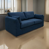 Sian Loveseat, Navy Blue Polyester, 2 Pillows, Solid Pine Wood, 69 Inch By Casagear Home