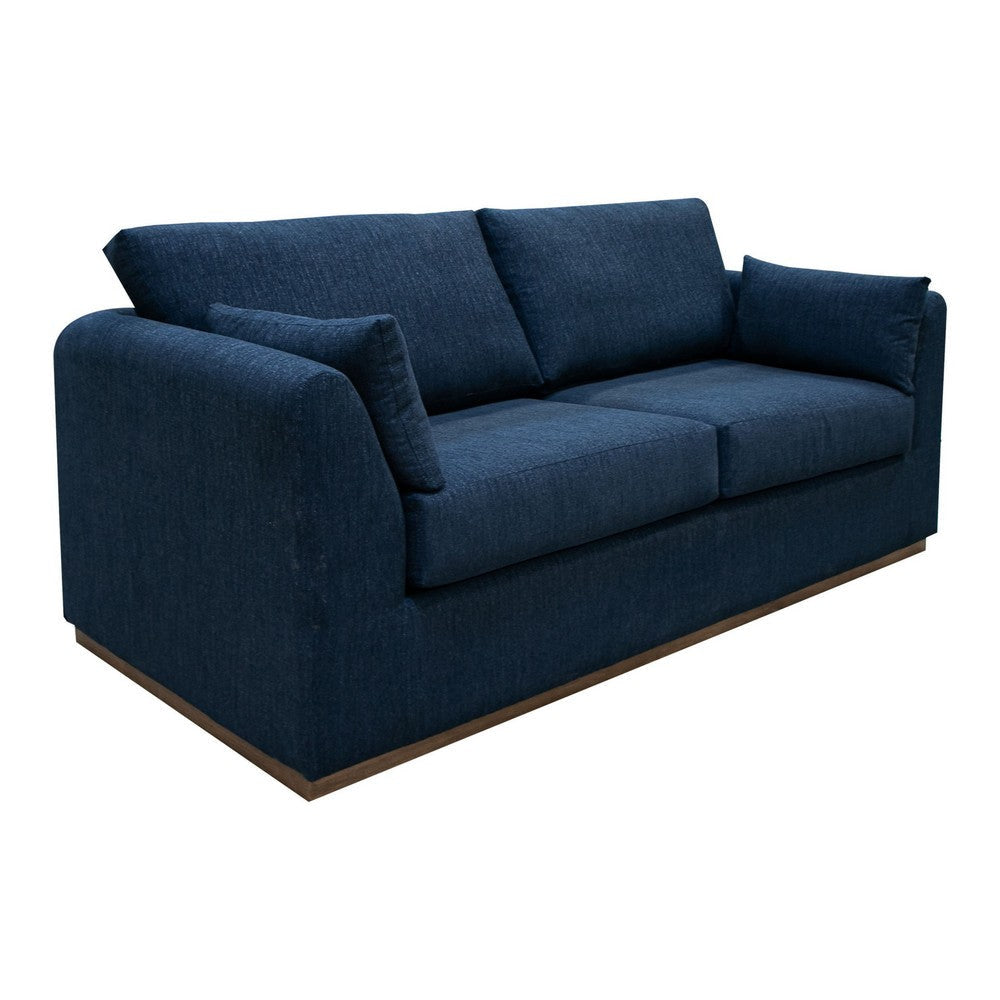 Sian Loveseat Navy Blue Polyester 2 Pillows Solid Pine Wood 69 Inch By Casagear Home