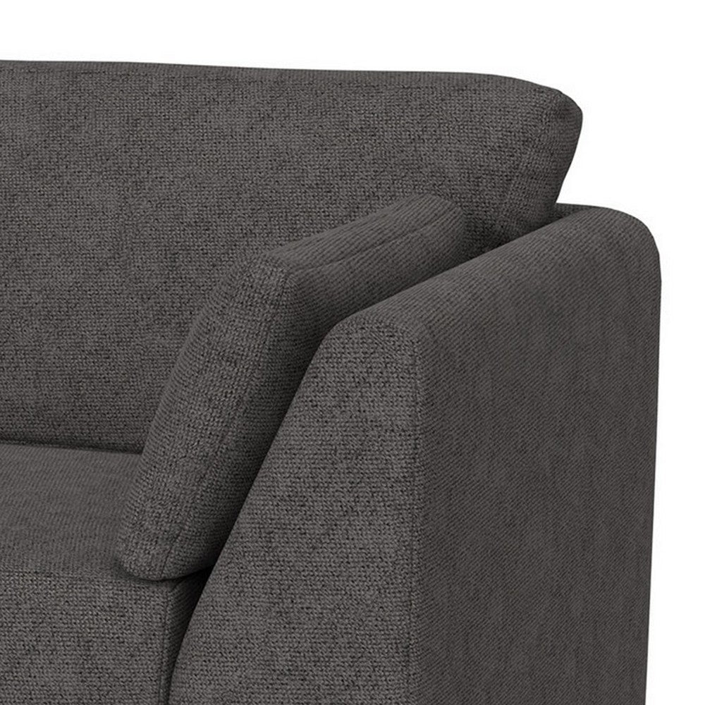 Sian Sofa Iron Gray Polyester 2 Throw Pillows Solid Pine Wood 90 Inch By Casagear Home