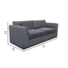 Sian Sofa Iron Gray Polyester 2 Throw Pillows Solid Pine Wood 90 Inch By Casagear Home