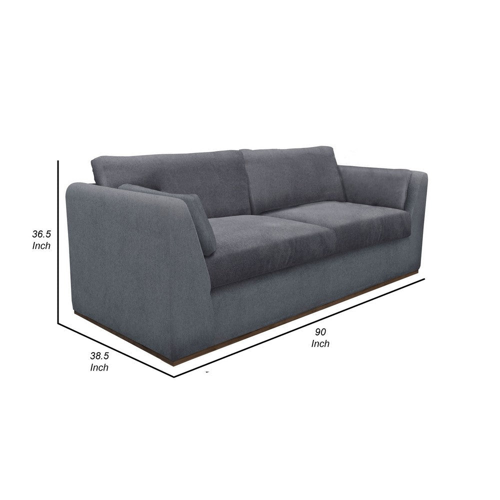 Sian Sofa Iron Gray Polyester 2 Throw Pillows Solid Pine Wood 90 Inch By Casagear Home