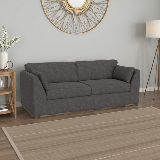 Sian Sofa, Iron Gray Polyester, 2 Throw Pillows, Solid Pine Wood, 90 Inch By Casagear Home