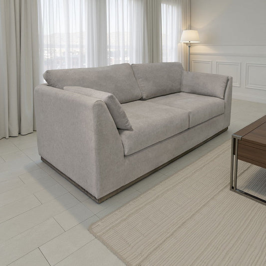 Sian Sofa, Almond Gray Polyester, 2 Pillows, Solid Pine Wood, 90 Inch By Casagear Home