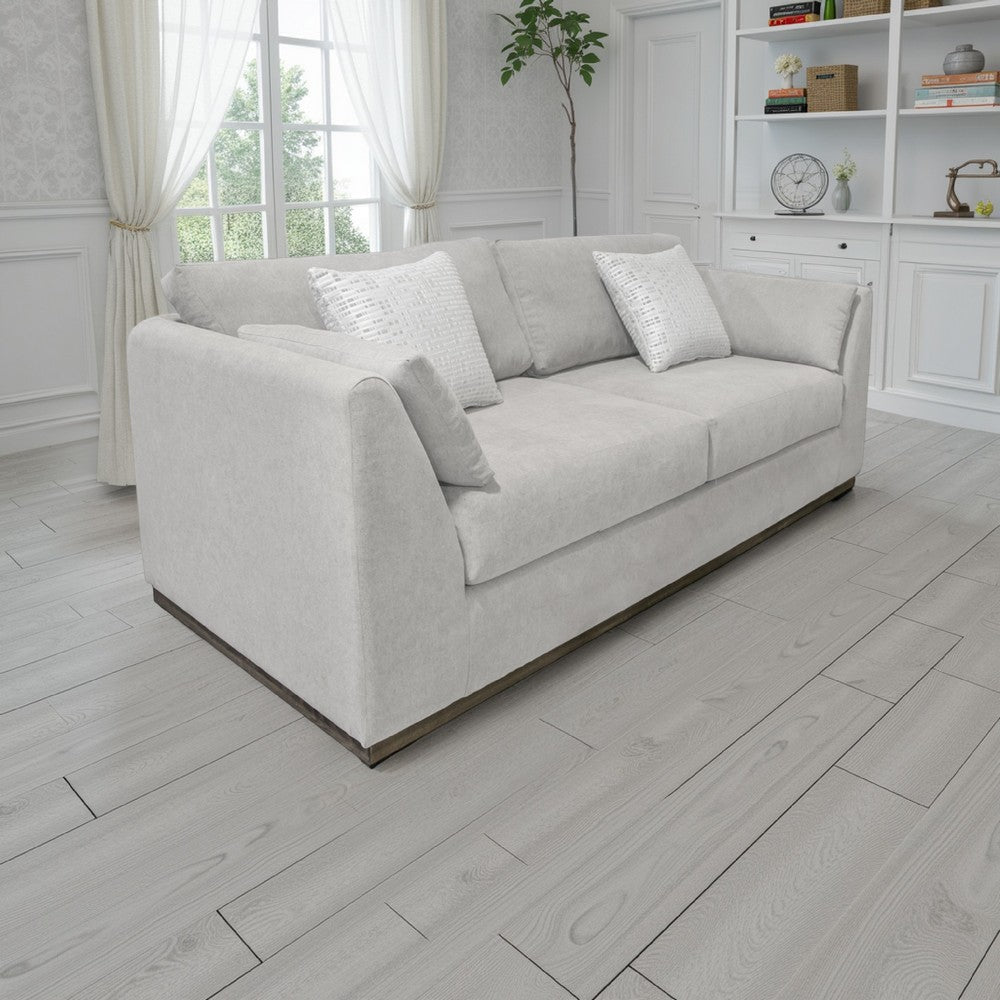 Sian Sofa, Beige Polyester, 2 Throw Pillows, Solid Pine Wood, 90 Inch By Casagear Home