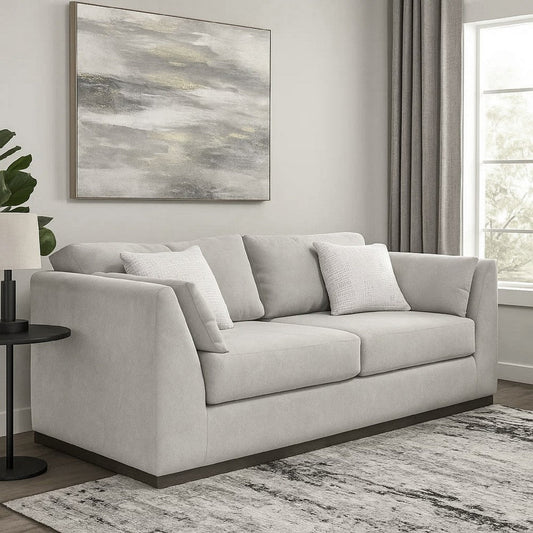 Sian Sofa, Beige Polyester, 2 Throw Pillows, Solid Pine Wood, 90 Inch By Casagear Home