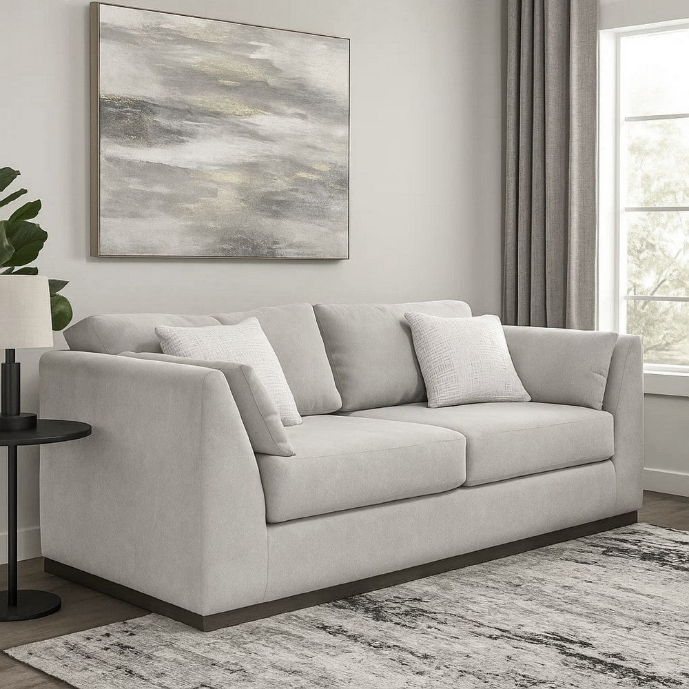 Sian Sofa, Beige Polyester, 2 Throw Pillows, Solid Pine Wood, 90 Inch By Casagear Home