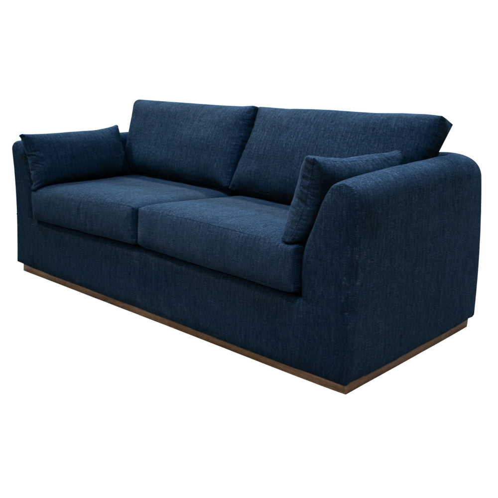 Sian Sofa Navy Blue Polyester 2 Throw Pillows Solid Pine Wood 90 Inch By Casagear Home BM320854