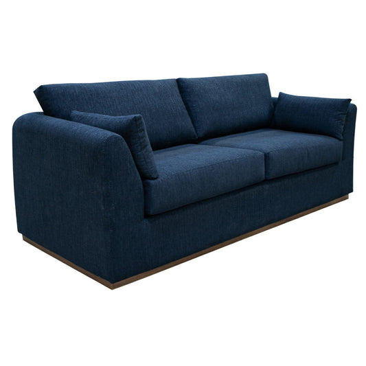 Sian Sofa, Navy Blue Polyester, 2 Throw Pillows, Solid Pine Wood, 90 Inch By Casagear Home