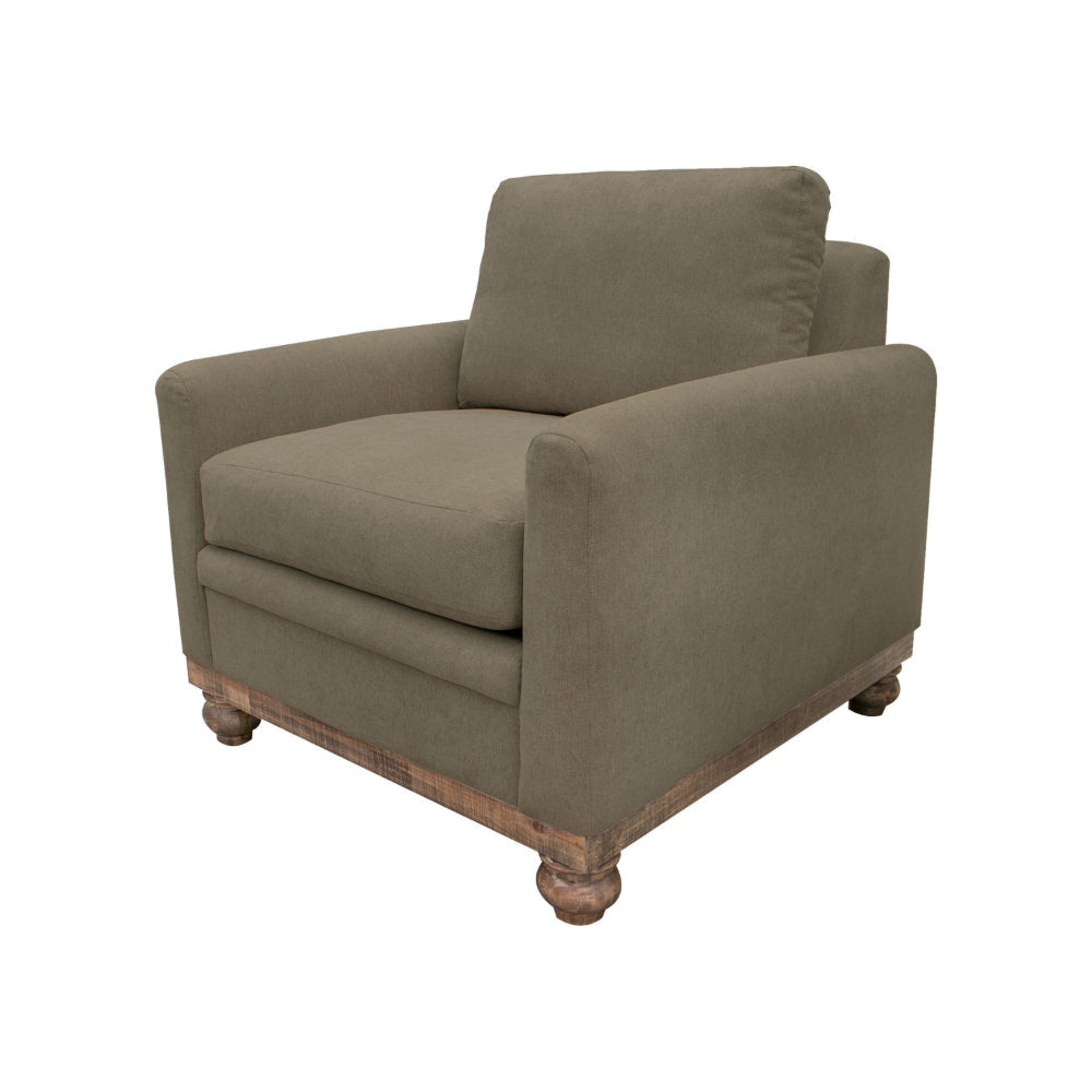 Ata Accent Chair Light Brown Polyester 1 Throw Pillow Brown Solid Wood By Casagear Home BM320857