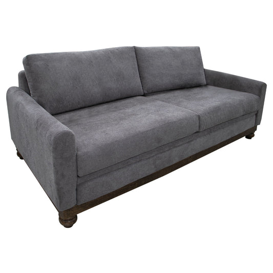 Ata Sofa, Iron Gray Polyester, 2 Throw Pillows, Brown Solid Wood, 86 Inch By Casagear Home