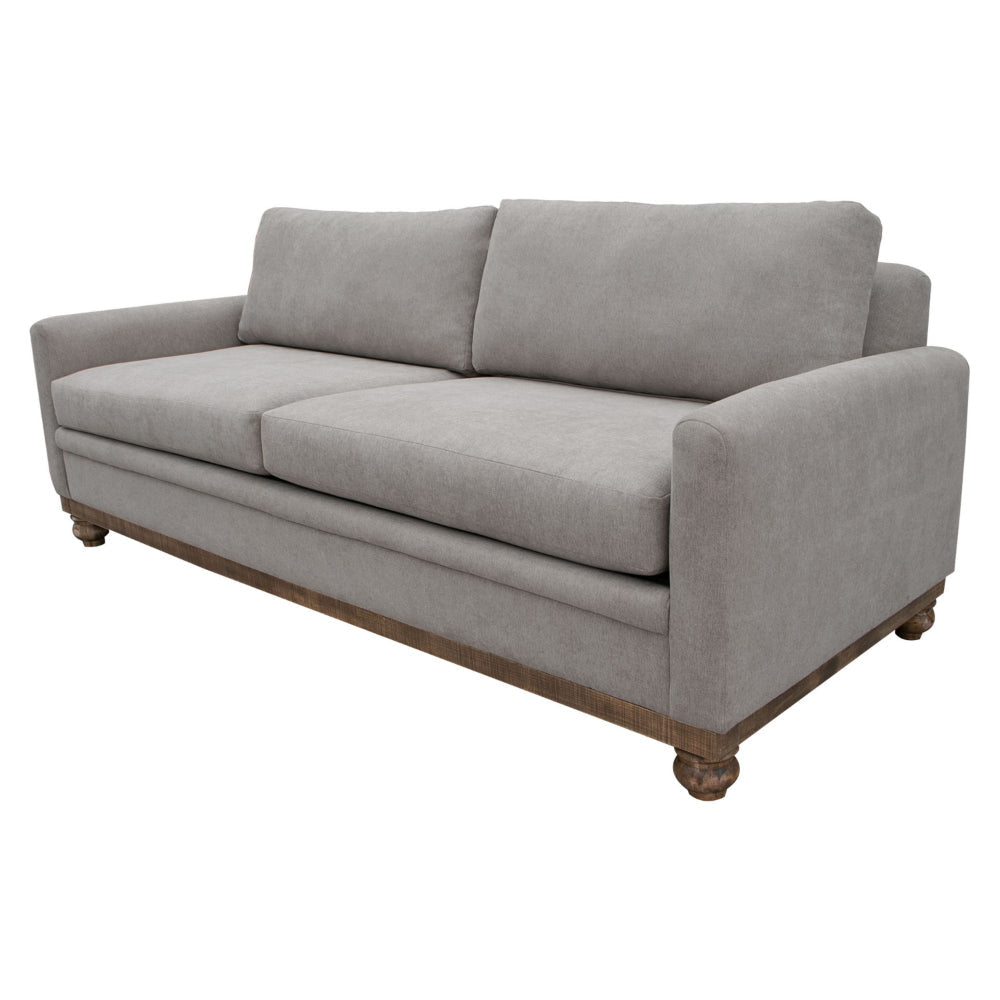 Ata Sofa Almond Gray Polyester 2 Pillows Brown Solid Wood 86 Inch By Casagear Home BM320864