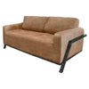 Kelly Loveseat Cognac Brown Faux Leather 2 Throw Pillows Solid Wood By Casagear Home BM320875