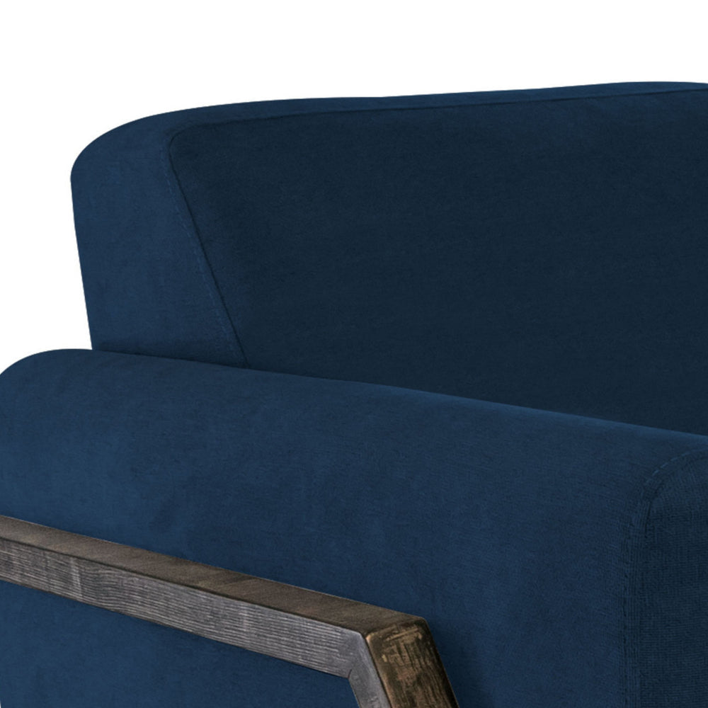 Kelly Loveseat Navy Blue Polyester 2 Throw Pillows Solid Wood 66 Inch By Casagear Home BM320876