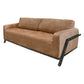 Kelly Sofa Cognac Brown Faux Leather 2 Throw Pillows Solid Wood 91 Inch By Casagear Home BM320880