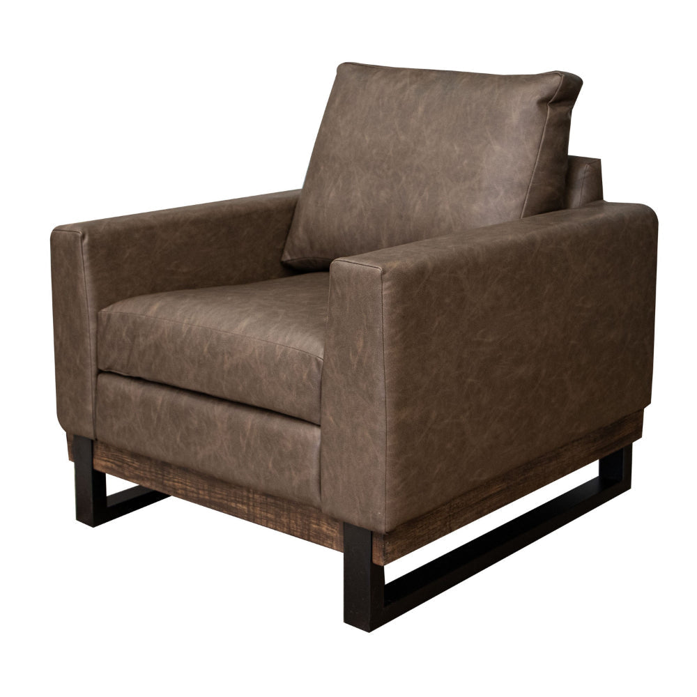 Berry Accent Chair Chocolate Brown Faux Leather Plush Foam Solid Wood By Casagear Home BM320889