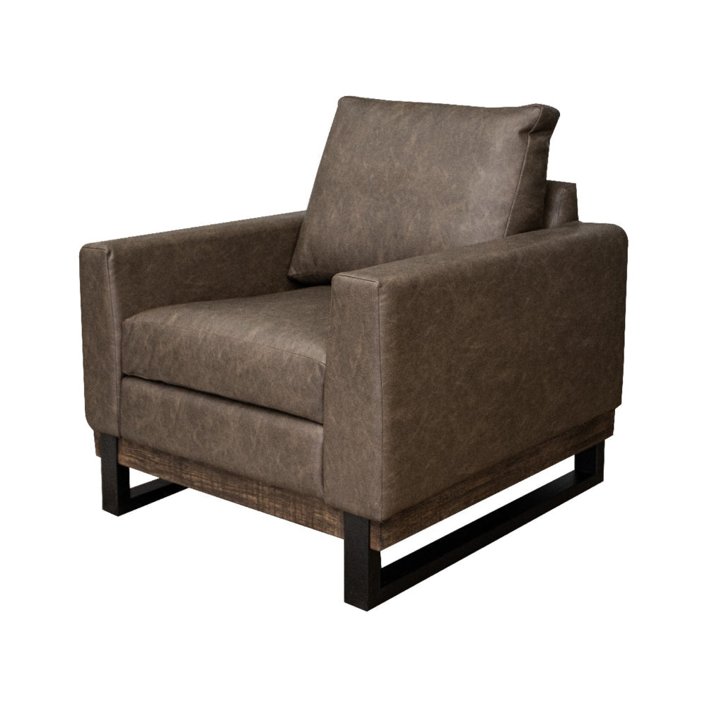 Berry Accent Chair Chocolate Brown Faux Leather Plush Foam Solid Wood By Casagear Home BM320889