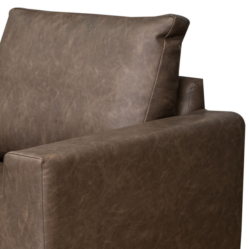 Berry Accent Chair Chocolate Brown Faux Leather Plush Foam Solid Wood By Casagear Home BM320889