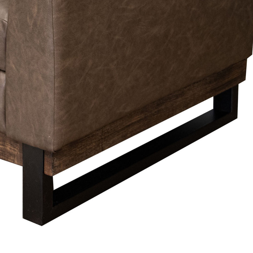 Berry Accent Chair Chocolate Brown Faux Leather Plush Foam Solid Wood By Casagear Home BM320889