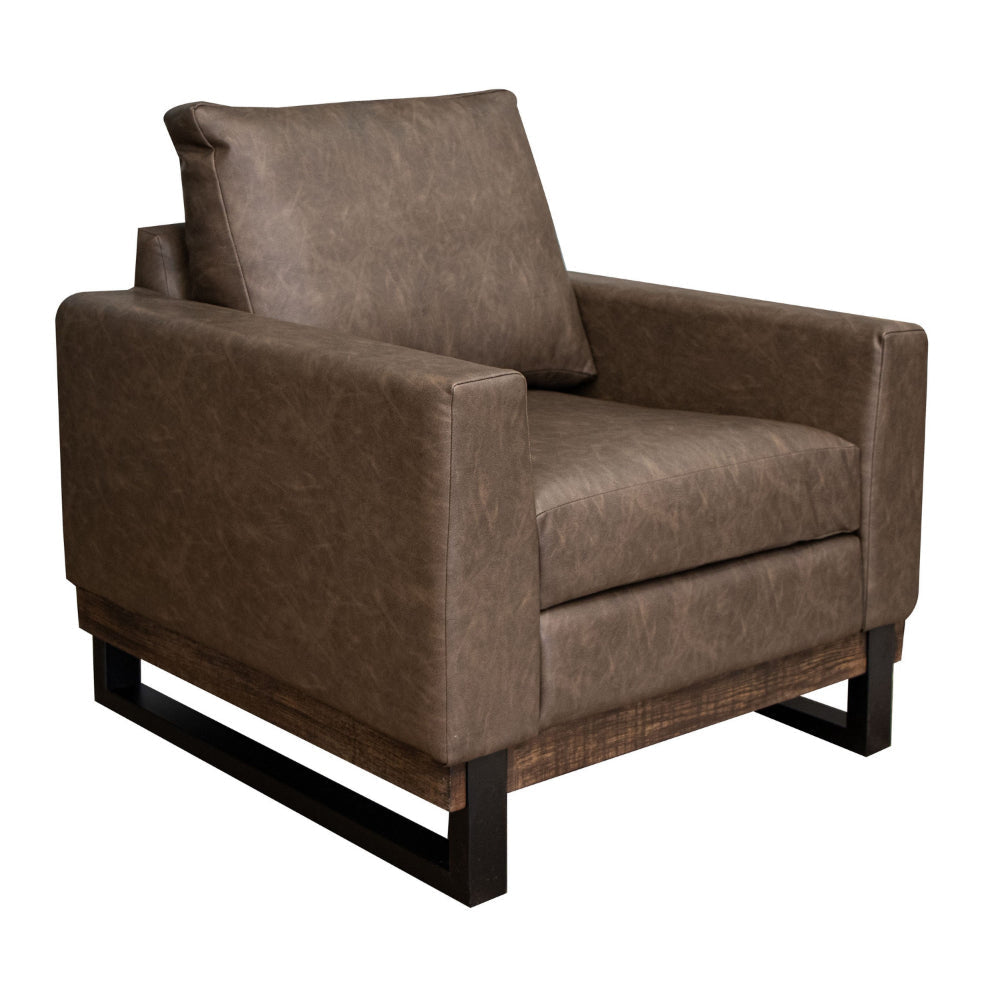 Berry Accent Chair Chocolate Brown Faux Leather Plush Foam Solid Wood By Casagear Home BM320889