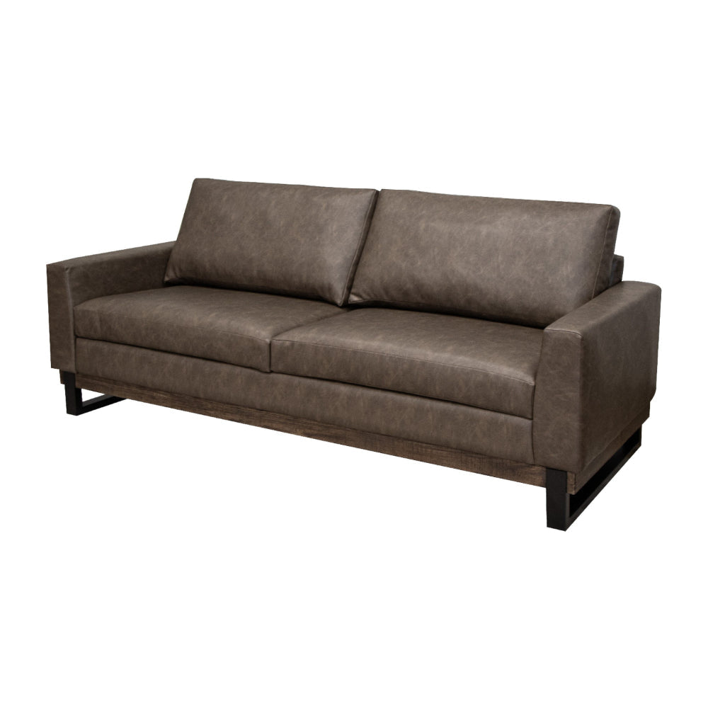 Berry Sofa Chocolate Brown Faux Leather Foam Solid Pine Wood 89 Inch By Casagear Home BM320890