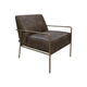Zili Accent Chair, Chocolate Brown Faux Leather, Plush Foam, Gold Metal By Casagear Home