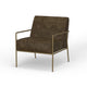 Zili Accent Chair Brown Faux Leather Plush Foam Sleek Gold Metal Finish By Casagear Home BM320893