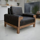 Caisy Accent Chair, Black Faux Leather, Caramel Solid Wood Frame  By Casagear Home