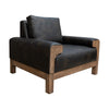 Caisy Accent Chair Black Faux Leather Caramel Solid Wood Frame By Casagear Home BM320894