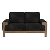 Caisy Loveseat Black Faux Leather Caramel Solid Wood Frame 69 Inch By Casagear Home BM320895