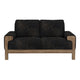 Caisy Loveseat Black Faux Leather Caramel Solid Wood Frame 69 Inch By Casagear Home BM320895