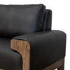 Caisy Loveseat Black Faux Leather Caramel Solid Wood Frame 69 Inch By Casagear Home BM320895