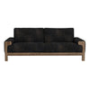 Caisy Sofa Black Faux Leather Caramel Solid Wood Frame 93 Inch By Casagear Home BM320896