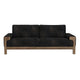 Caisy Sofa Black Faux Leather Caramel Solid Wood Frame 93 Inch By Casagear Home BM320896