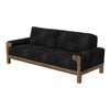 Caisy Sofa Black Faux Leather Caramel Solid Wood Frame 93 Inch By Casagear Home BM320896