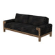 Caisy Sofa Black Faux Leather Caramel Solid Wood Frame 93 Inch By Casagear Home BM320896