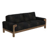 Caisy Sofa, Black Faux Leather, Caramel Solid Wood Frame, 93 Inch By Casagear Home