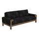 Caisy Sofa, Black Faux Leather, Caramel Solid Wood Frame, 93 Inch By Casagear Home