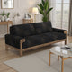Caisy Sofa, Black Faux Leather, Caramel Solid Wood Frame, 93 Inch By Casagear Home