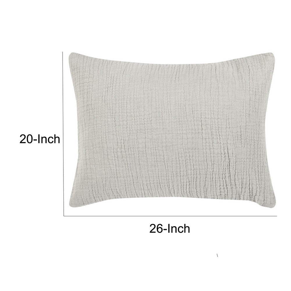 Irma 20 x 26 Standard Pillow Sham Pre Shrunk Gray Cotton Premium Linen By Casagear Home BM320901