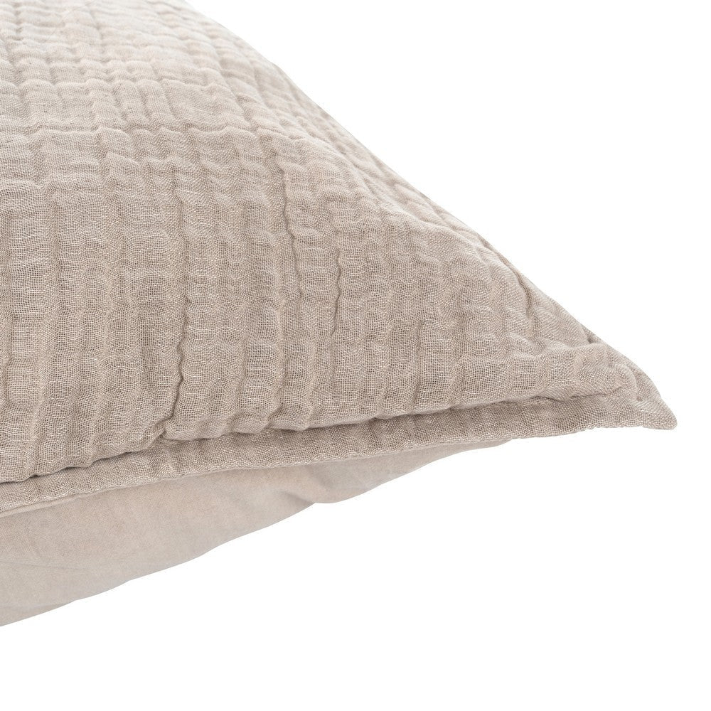 Irma 26 Inch Euro Pillow Sham Pre Shrunk Brown Cotton Premium Linen By Casagear Home BM320904