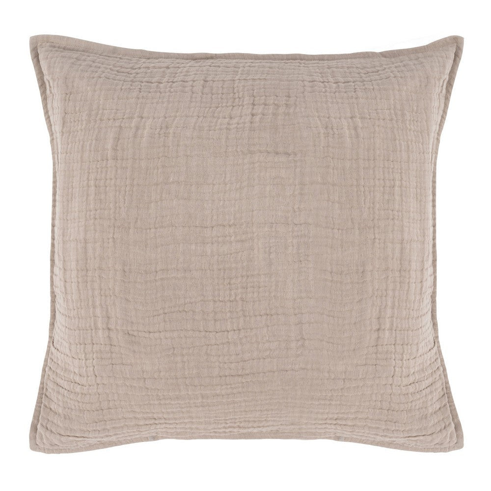 Irma 26 Inch Euro Pillow Sham, Pre Shrunk, Brown Cotton Premium Linen By Casagear Home