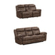 Arisa Sofa and Loveseat Manual Recliner Set Brown Faux Leather Drop Table By Casagear Home BM321080