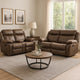 Arisa Sofa and Loveseat Manual Recliner Set, Brown Faux Leather, Drop Table By Casagear Home