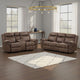Arisa Sofa and Loveseat Manual Recliner Set, Brown Faux Leather, Drop Table By Casagear Home